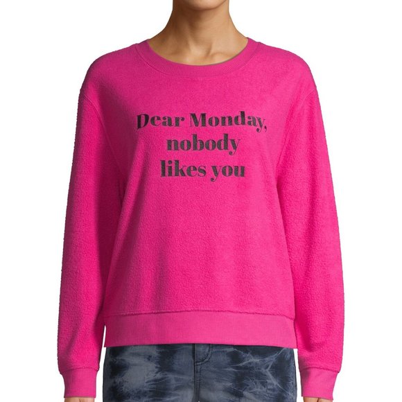 NOBO Tops - Neon Pink Graphic Sweatshirt Fleece Shirt Top 80s 90s y2k XXL
